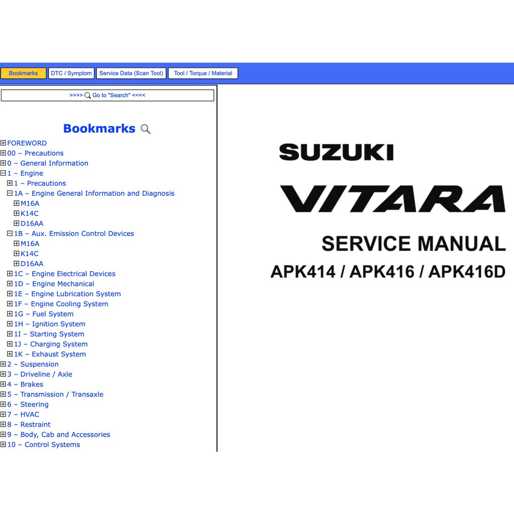 SUZUKI VITARA (2015-2022) SERVICE WORKSHOP MANUAL