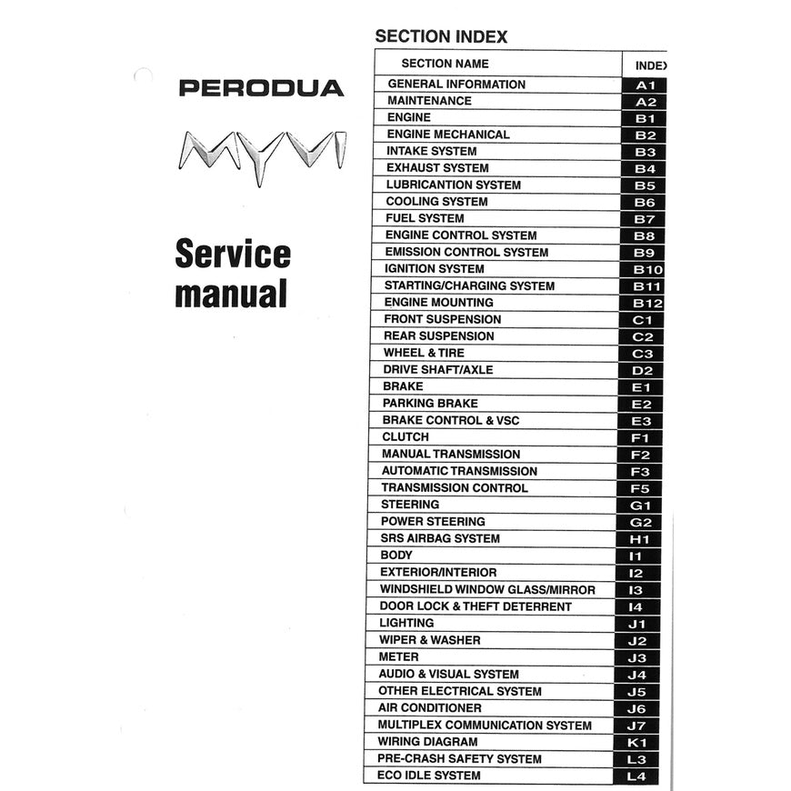 PERODUA MYVI M800 (2017-2021) SERVICE WORKSHOP MANUAL
