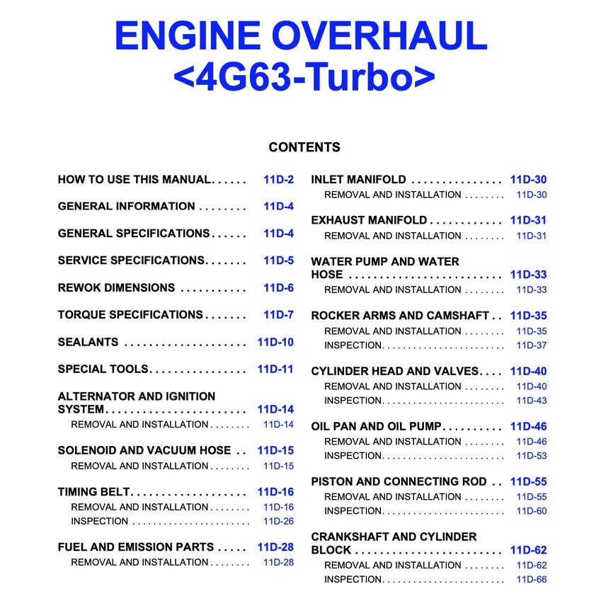 MITSUBISHI 4G63-T ENGINE (MIVEC) SERVICE REPAIR MANUAL COMBO PACK WITH 4G63-T TUNING BOOK