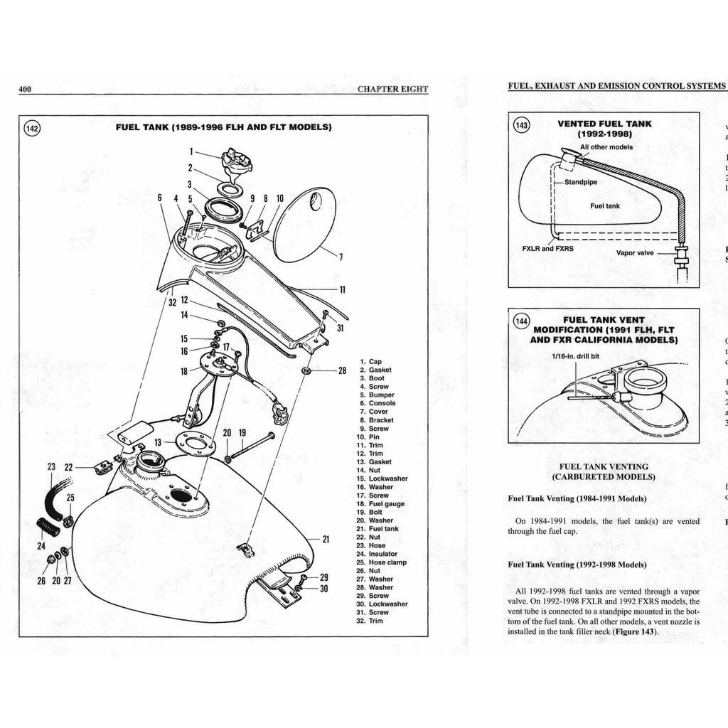 HARLEY DAVIDSON TOURING MODELS (1984-1998) SERVICE WORKSHOP MANUAL + PARTS CATALOGUE