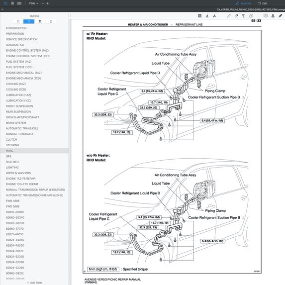 TOYOTA IPSUM 240 XM20 (2001-2010) SERVICE WORKSHOP MANUAL