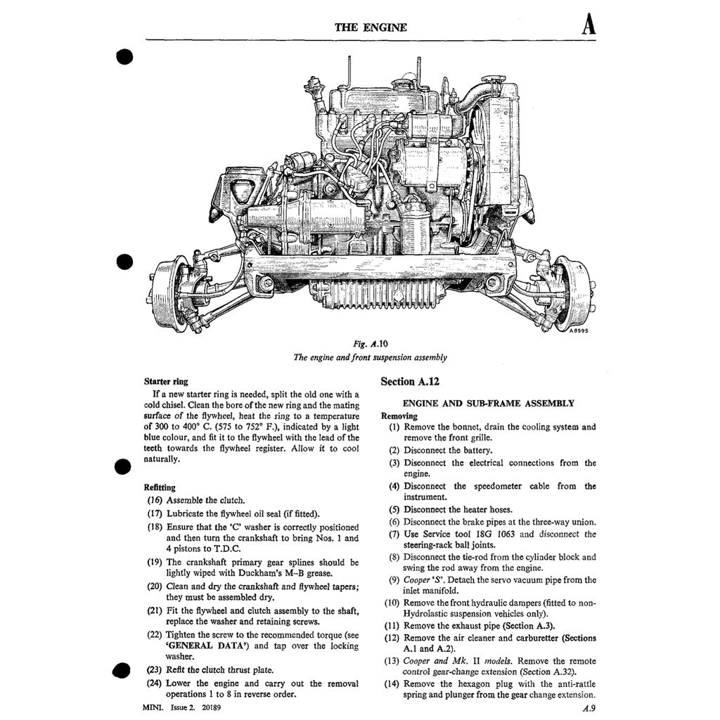 Mini Cooper MK1 MK2 MK3 (S) (1959-1975) SERVICE WORKSHOP MANUAL