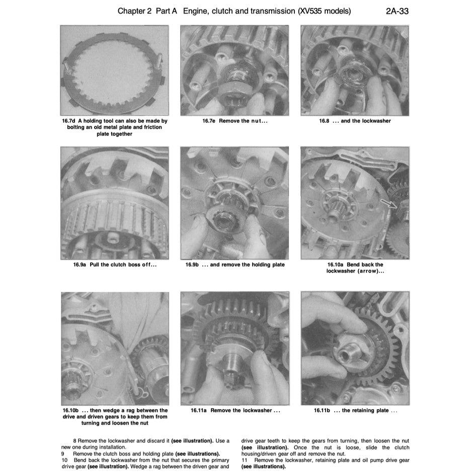 YAMAHA VIRAGO XV535 (1987-2004) FACTORY SERVICE WORKSHOP MANUAL + PARTS CATALOGUE