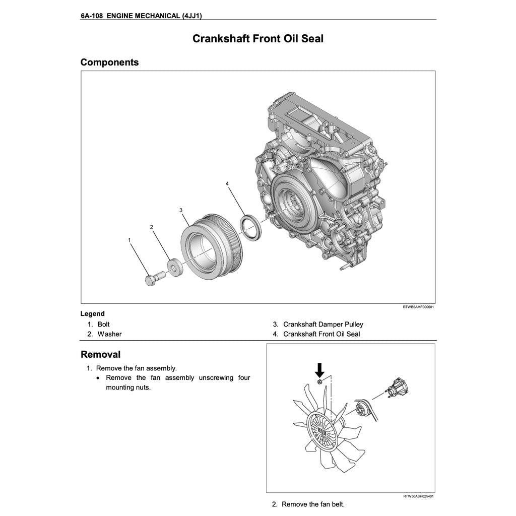ISUZU ENGINE 4JJ1 SERVICE WORKSHOP MANUAL / ISUZU D-MAX
