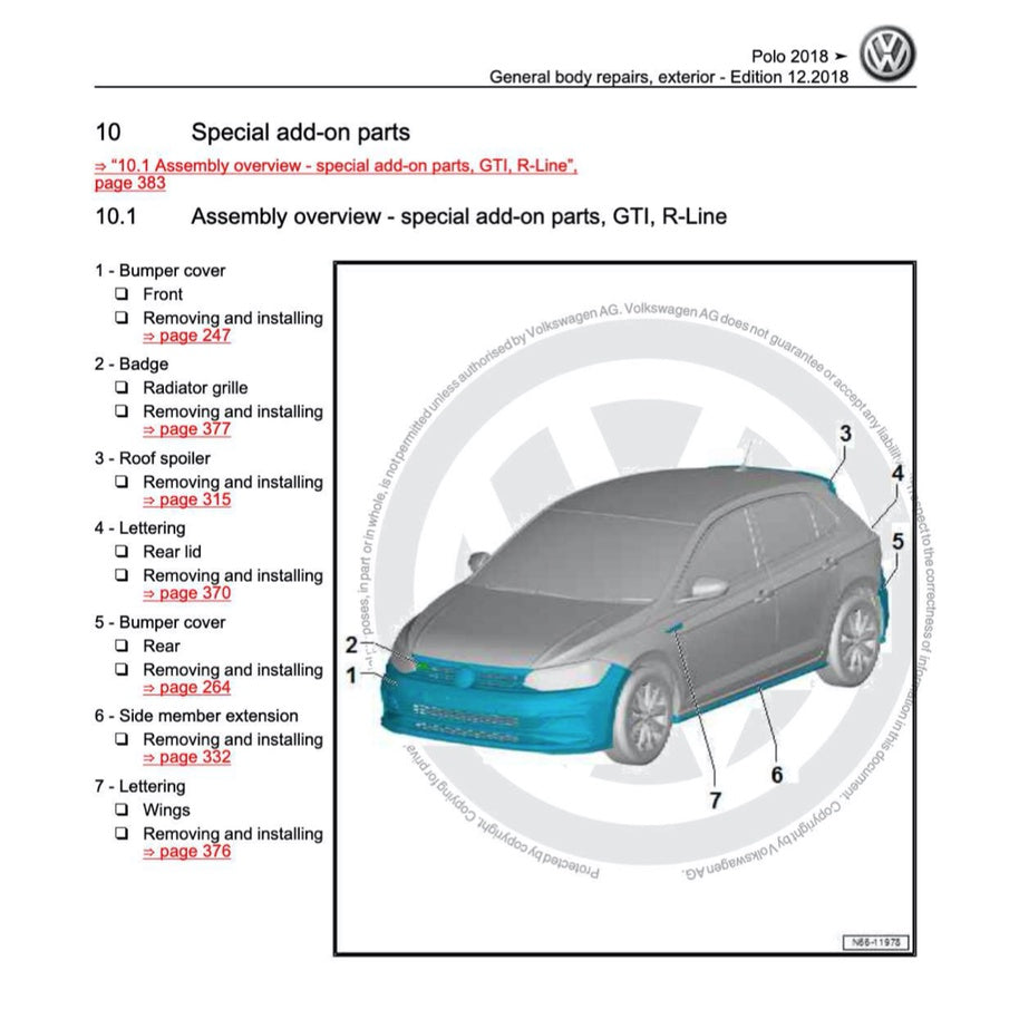 VW POLO MK6 AW (2018+) SERVICE WORKSHOP MANUAL