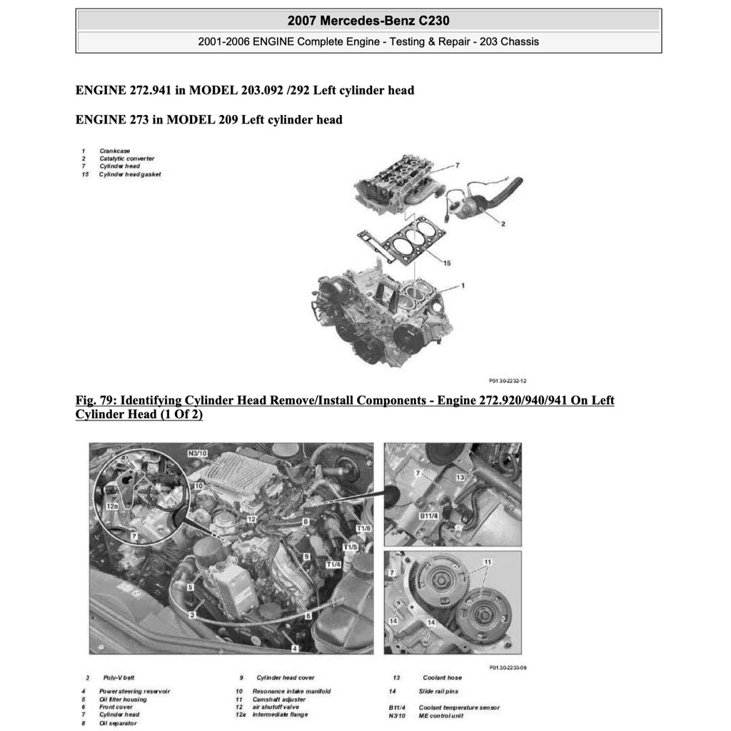 MERCEDES BENZ C-CLASS W203 C230 (2001-2007) SERVICE WORKSHOP MANUAL