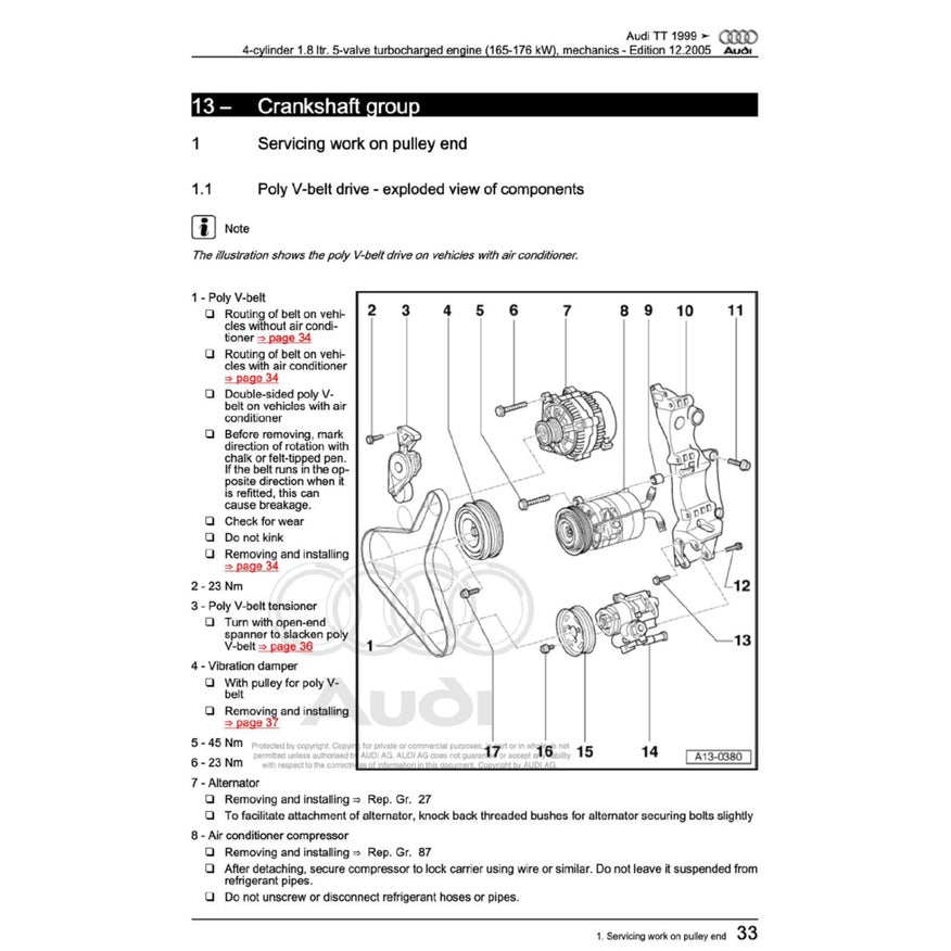 Audi TT MK1 (1998-2006) SERVICE WORKSHOP MANUAL