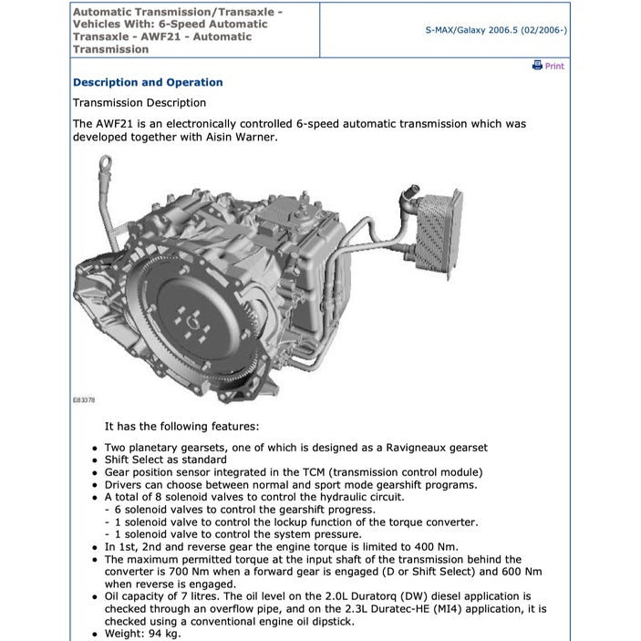 FORD S-MAX GALAXY (2006-2014) SERVICE WORKSHOP MANUAL