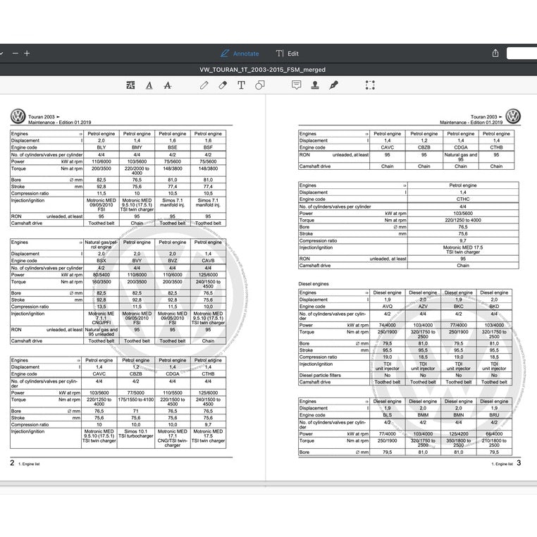 VW TOURAN I 1T (2003-2015) SERVICE WORKSHOP MANUAL