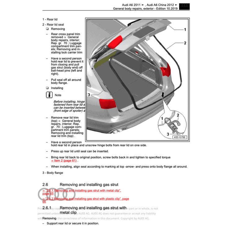 AUDI A6 C7/4G (2011-2018) SERVICE WORKSHOP MANUAL