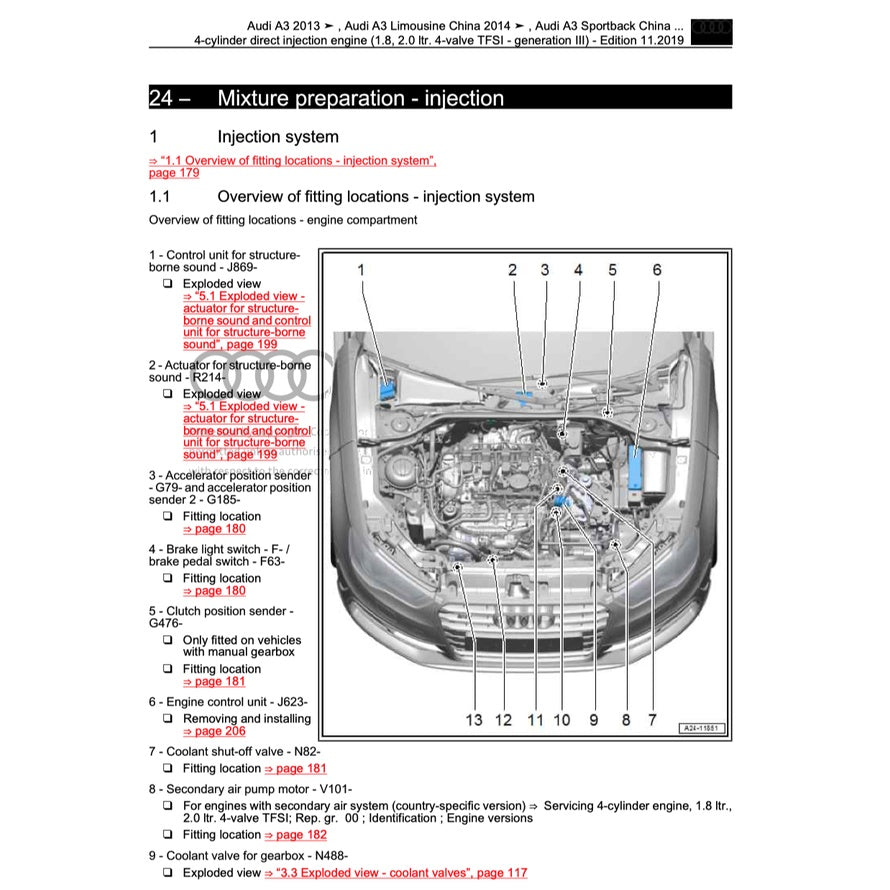 AUDI A3 (2013-2020) SERVICE WORKSHOP MANUAL
