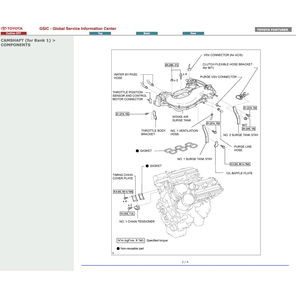 TOYOTA FORTUNER TGN50/60 KUN50/60 (2005-2016) SERVICE WORKBOOK WORKSHOP MANUAL