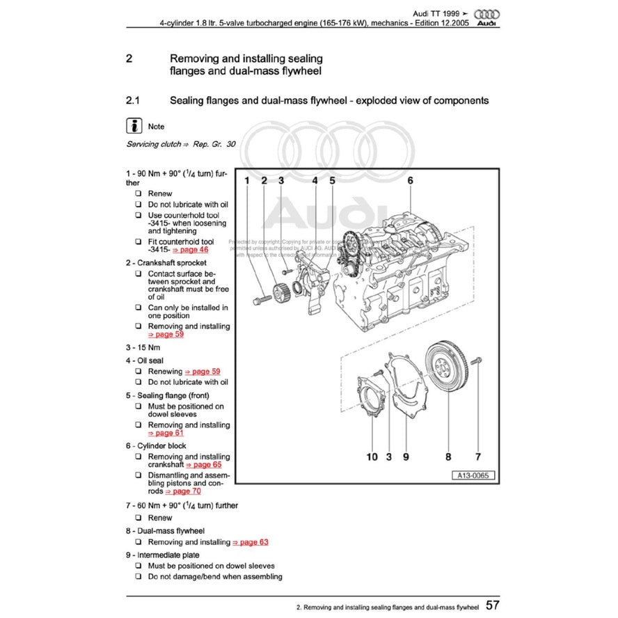 Audi TT MK1 (1998-2006) SERVICE WORKSHOP MANUAL