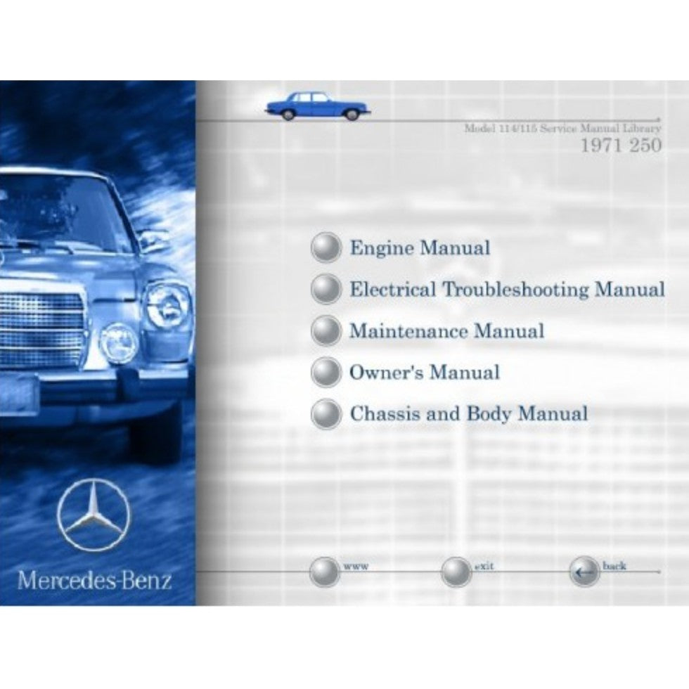MERCEDES-BENZ W114 W115 (1968-1976) SERVICE WORKSHOP MANUAL LIBRARY