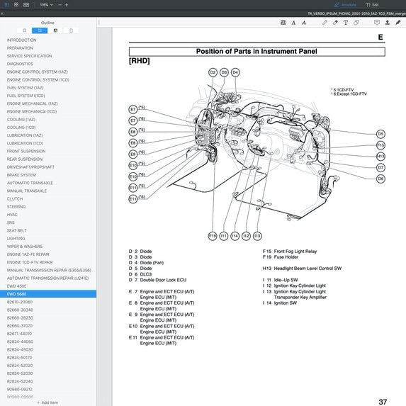 TOYOTA IPSUM 240 XM20 (2001-2010) SERVICE WORKSHOP MANUAL