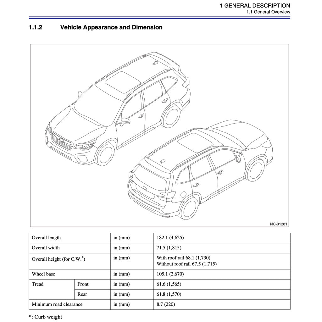 SUBARU FORESTER SK (2019-2023) SERVICE WORKSHOP MANUAL