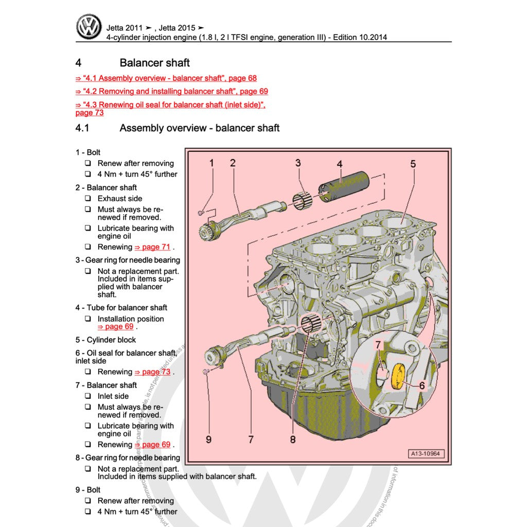 VW JETTA A6 (2011-2018) SERVICE WORKSHOP MANUAL