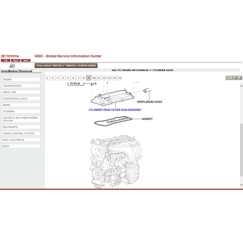 TOYOTA ESTIMA/PREVIA ACR50 /GSR50 (2006-2019) SERVICE WORKSHOP MANUAL