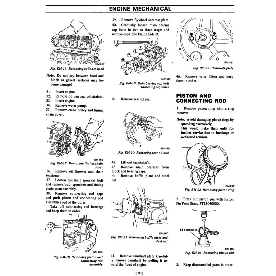 DATSUN SUNNY 120/130/140Y B210 (1973-1977) SERVICE WORKSHOP MANUAL