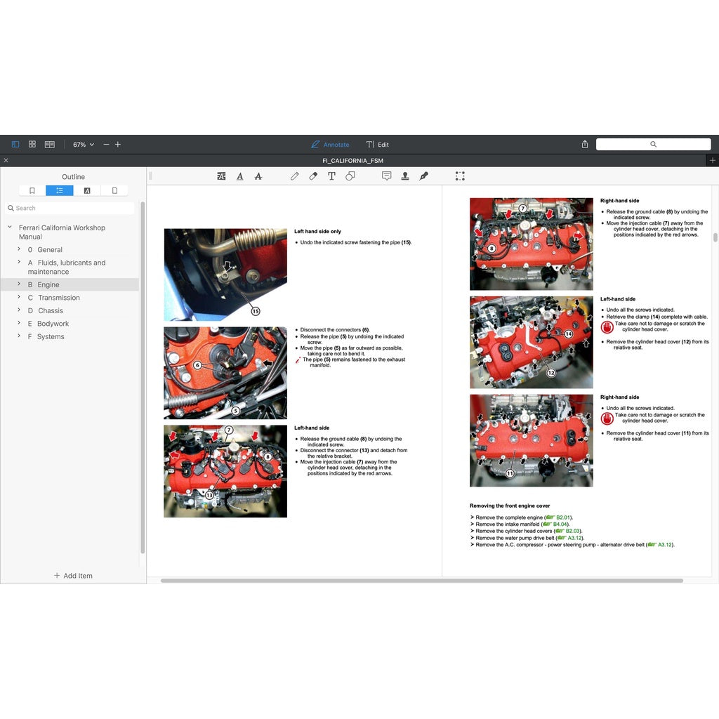 FERRARI CALIFORNIA (2008-2014) SERVICE WORKSHOP MANUAL