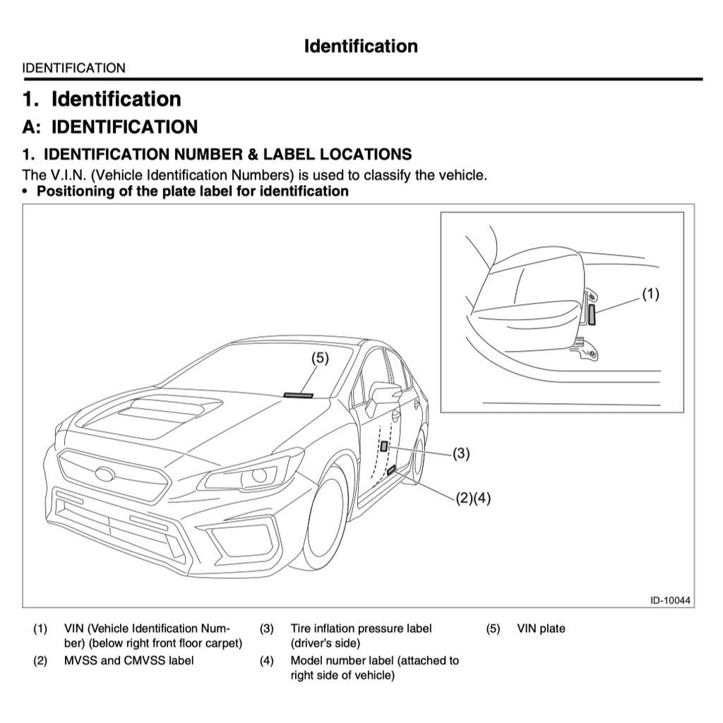 SUBARU WRX STI VA (2015-2021) SERVICE WORKSHOP MANUAL