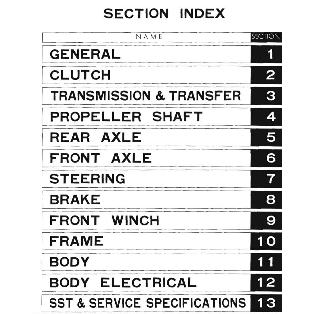 TOYOTA LAND CRUISER J40 (1960-1984) SERVICE WORKSHOP MANUAL