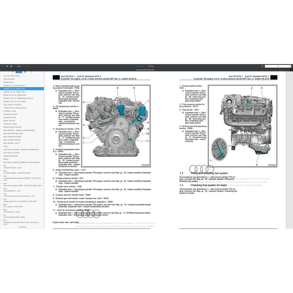 AUDI A6 C8/4K (2018-2022) SERVICE WORKSHOP MANUAL