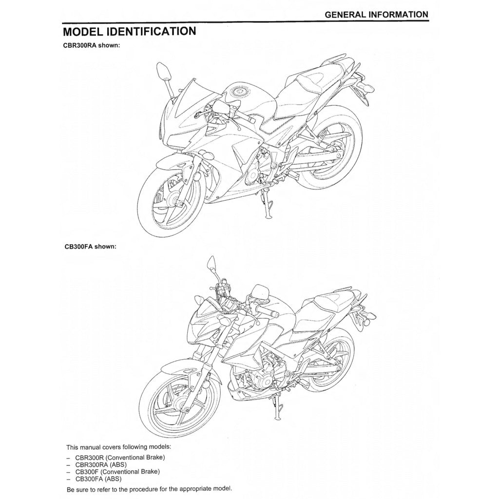 HONDA CBR 300 R (2015-2022) SERVICE WORKSHOP MANUAL + PARTS CATALOGUE + OWNER'S MANUAL / CBR300R