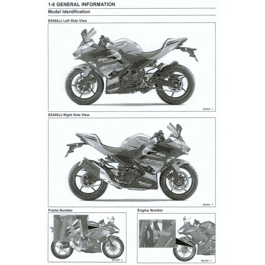 KAWASAKI NINJA 400 (2018-2022) SERVICE WORKSHOP MANUAL + PARTS CATALOGUE +OWNER'S MANUAL