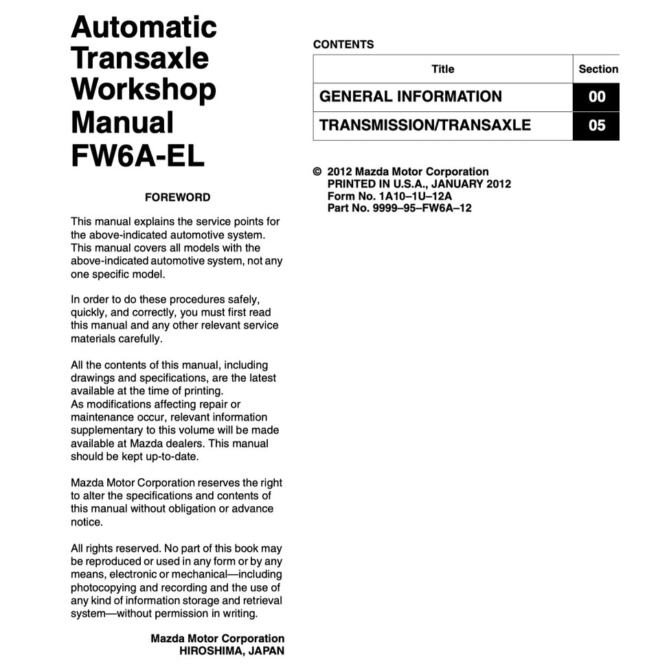 MAZDA 6 GJ1 (2013-2021) SERVICE WORKSHOP MANUAL