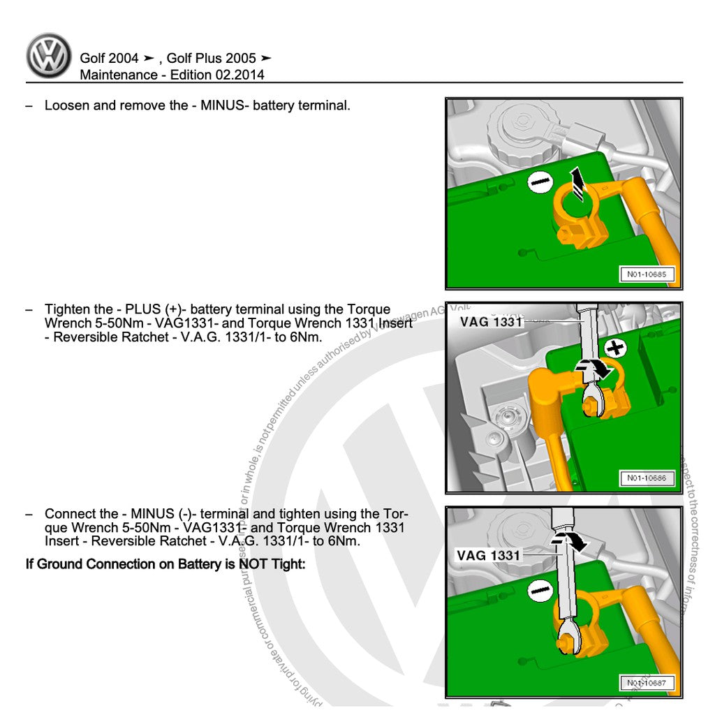 VW GOLF MK5 (2004-2009) SERVICE WORKSHOP MANUAL