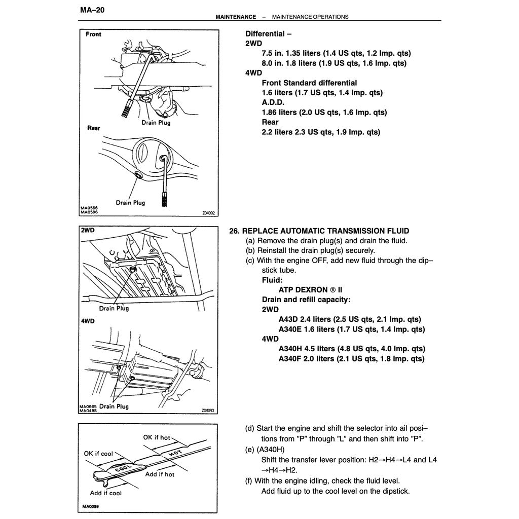TOYOTA HILUX N80/90/100/110 (1988-1997) SERVICE REPAIR WORKSHOP MANUAL