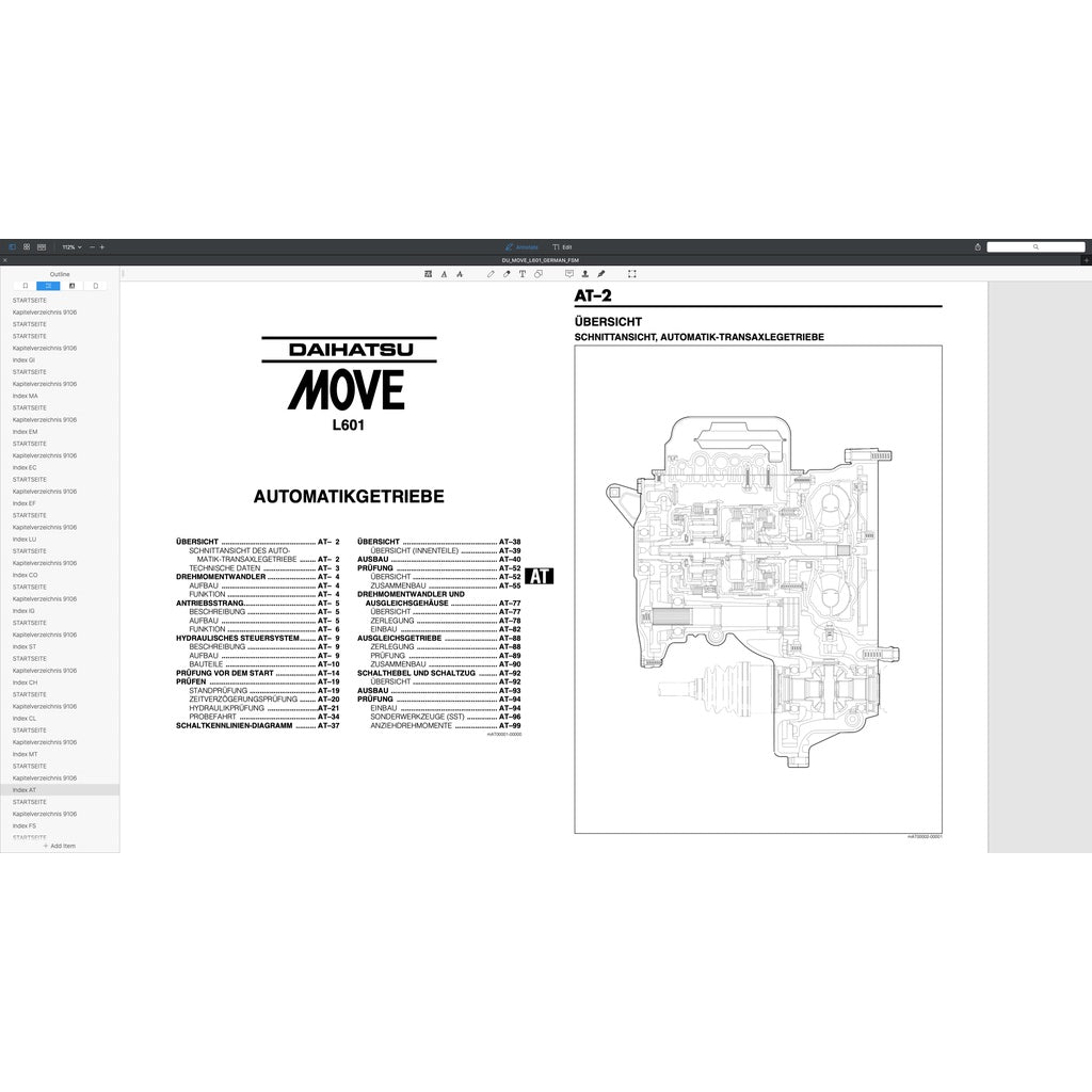 DAIHATSU MOVE L601 GERMAN LANGUAGE EDITION (1995-1998) SERVICE WORKSHOP MANUAL