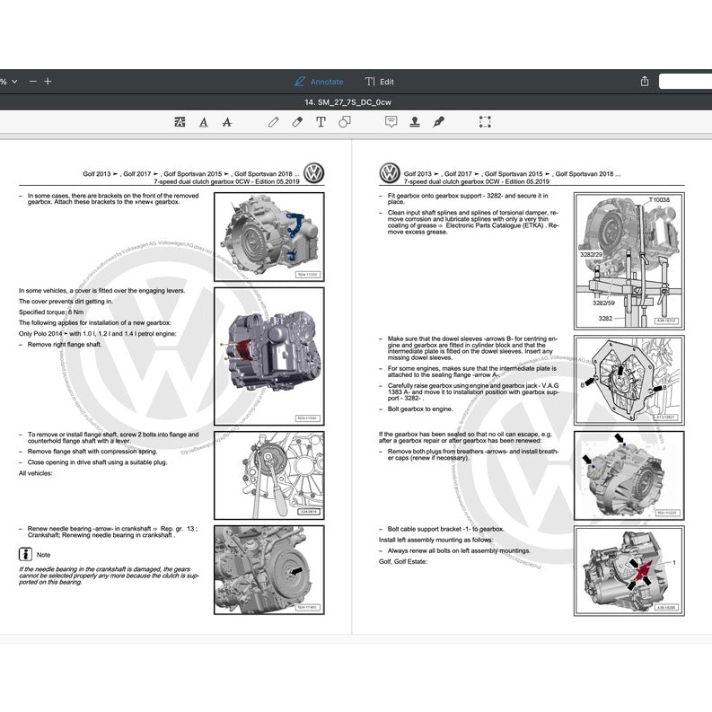 VW TOURAN II 5T (2016-2020) SERVICE WORKSHOP MANUAL