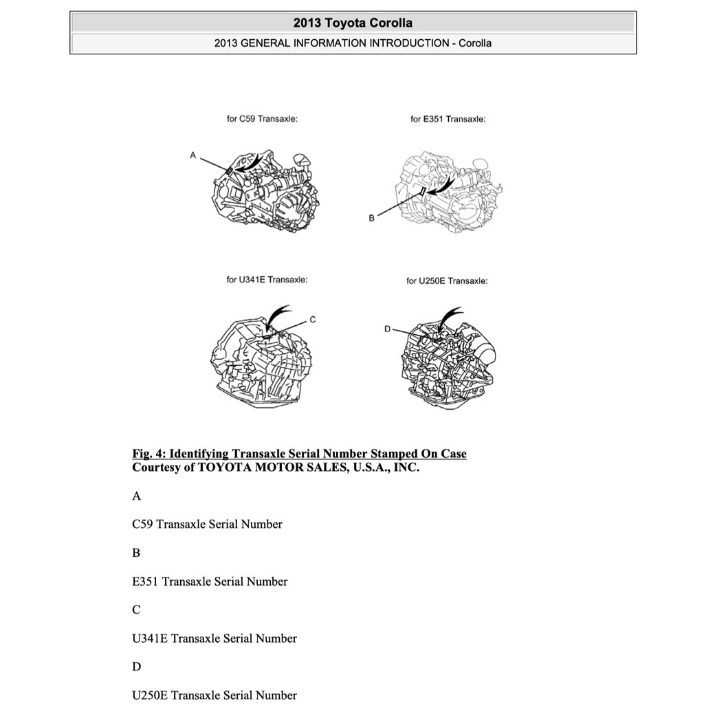 TOYOTA COROLLA ALTIS E170/180 (2013-2017) SERVICE WORKSHOP MANUAL