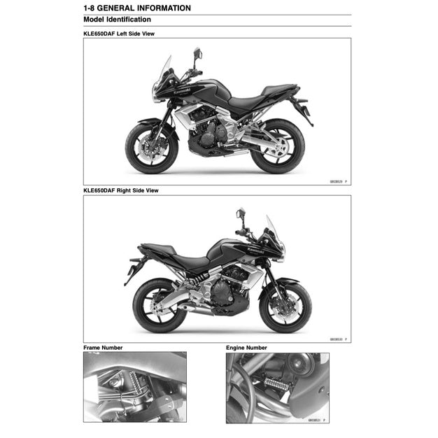 KAWASAKI VERSYS KLE 650 (2010-2014) SERVICE WORKSHOP MANUAL + PARTS CATALOGUE + OWNER'S MANUAL
