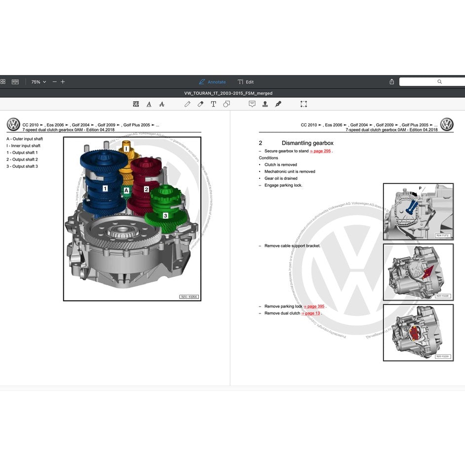 VW TOURAN I 1T (2003-2015) SERVICE WORKSHOP MANUAL