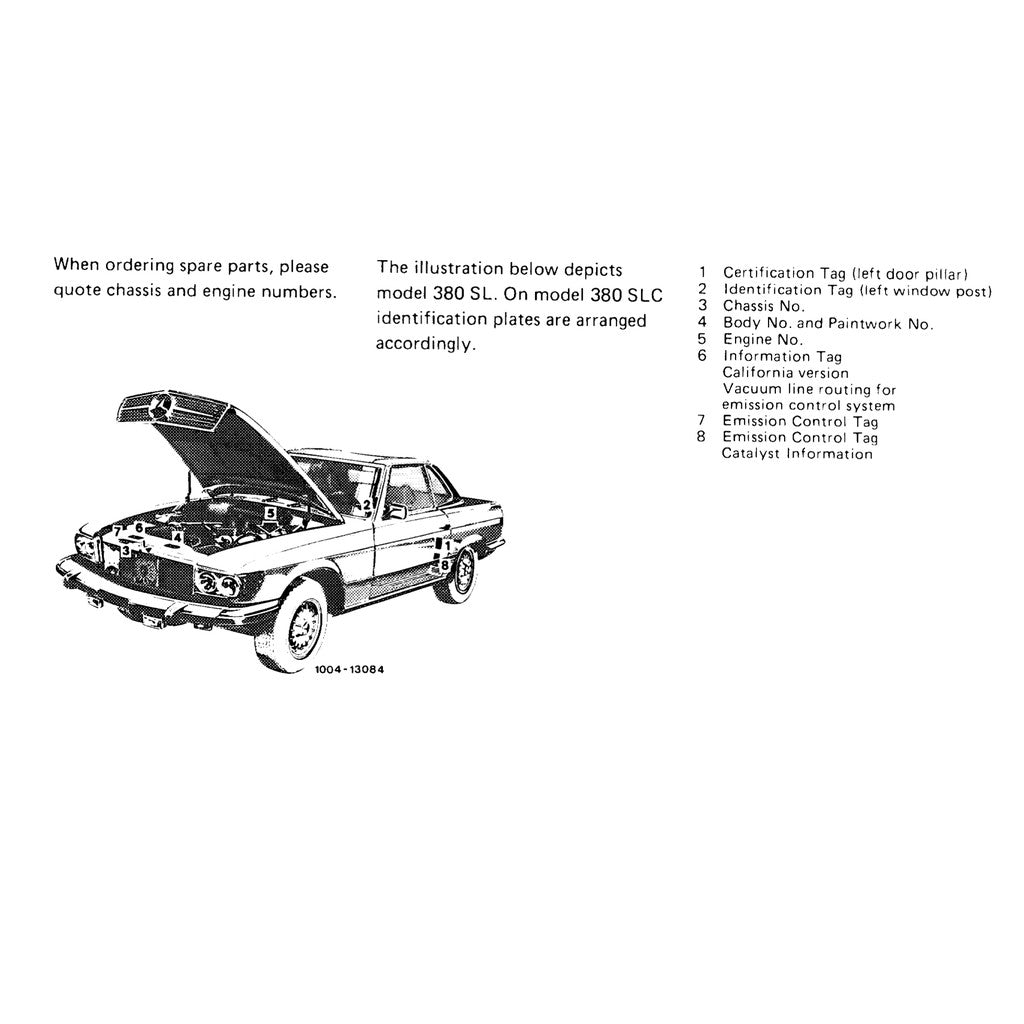 MERCEDES-BENZ R/C107 (1971-1989) SERVICE WORKSHOP MANUAL