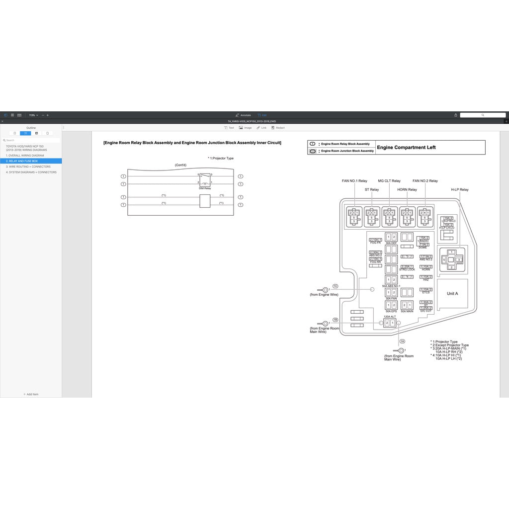 TOYOTA YARIS/VIOS NCP 150 (2013-2019) WIRING DIAGRAM