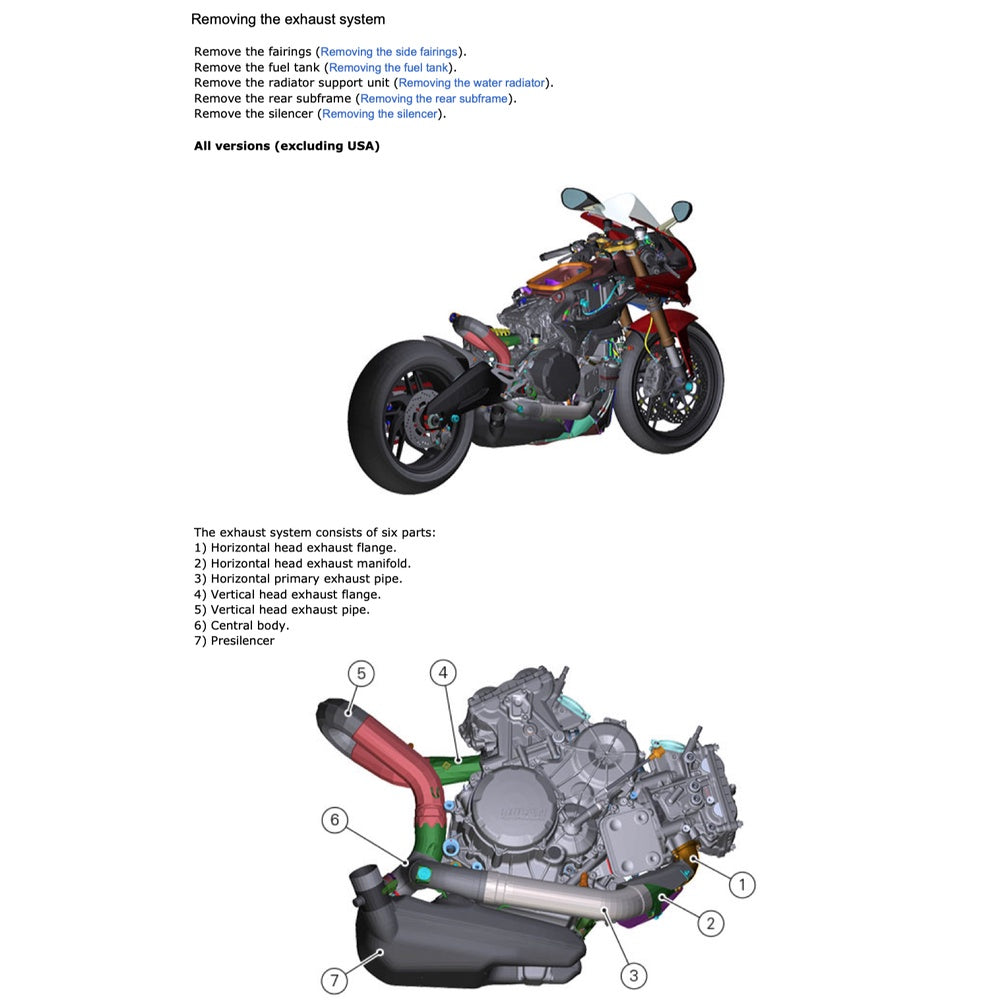 DUCATI PANIGALE 959 E4 (2016-2019) SERVICE WORKSHOP MANUAL + PARTS CATALOGUE + OWNER's MANUAL