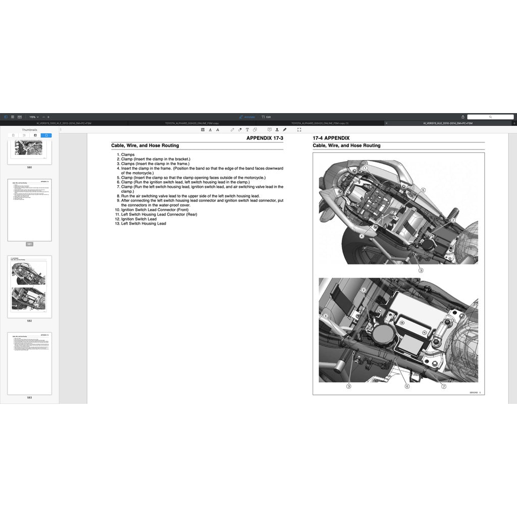 KAWASAKI VERSYS KLE 650 (2010-2014) SERVICE WORKSHOP MANUAL + PARTS CATALOGUE + OWNER'S MANUAL