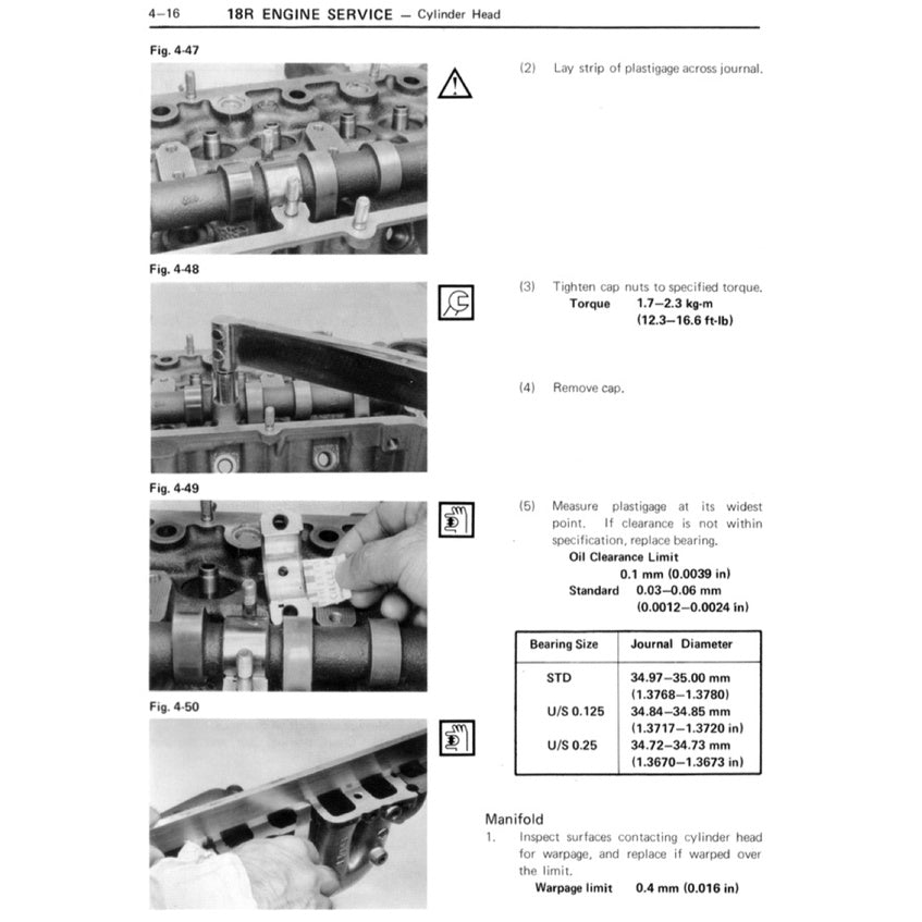TOYOTA ENGINE 18R /18R-C/ 18R-G SERVICE WORKSHOP MANUAL