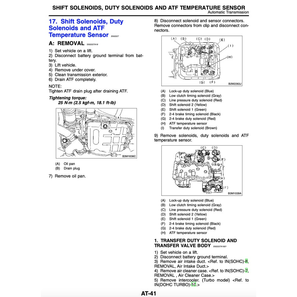 SUBARU FORESTER SF (1997-2001) SERVICE WORKSHOP MANUAL