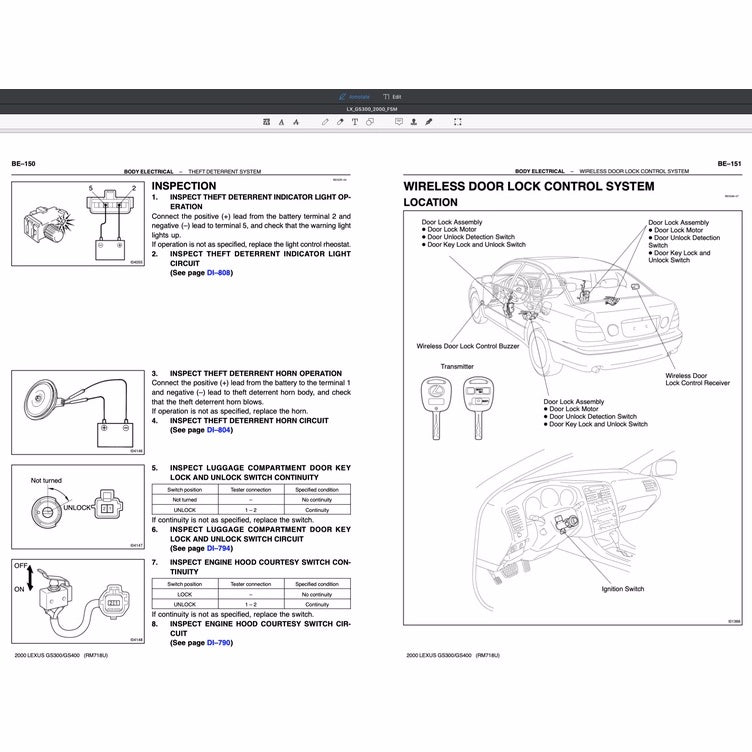 LEXUS GS300 GS400 (1997-2005) SERVICE WORKSHOP MANUAL