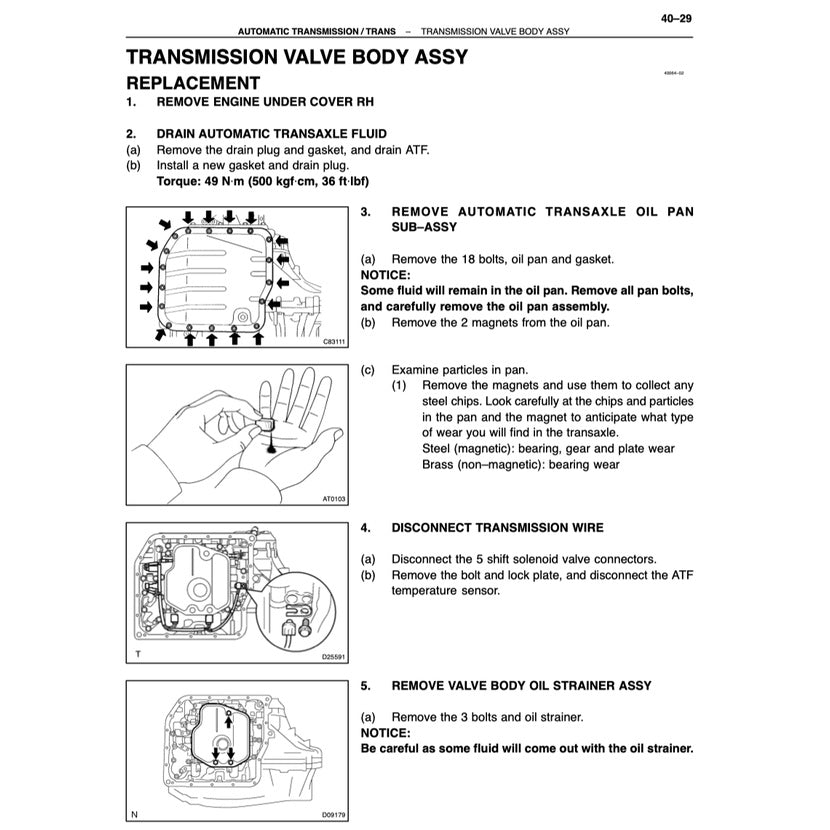 TOYOTA CAMRY ACV30 MCV30 (2002-2006) SERVICE WORKBOOK WORKSHOP MANUAL