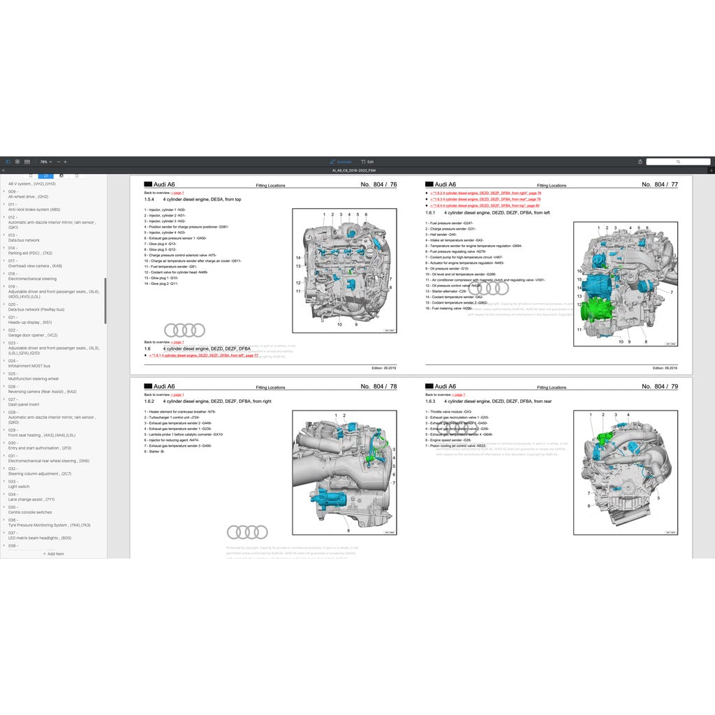 AUDI A6 C8/4K (2018-2022) SERVICE WORKSHOP MANUAL