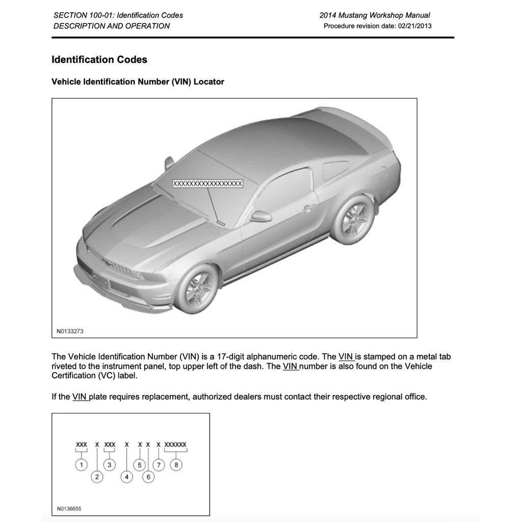 FORD MUSTANG (2013-2014) SERVICE WORKSHOP MANUAL