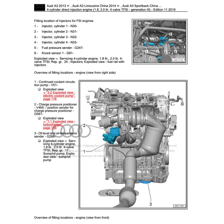 AUDI A3 (2013-2020) SERVICE WORKSHOP MANUAL