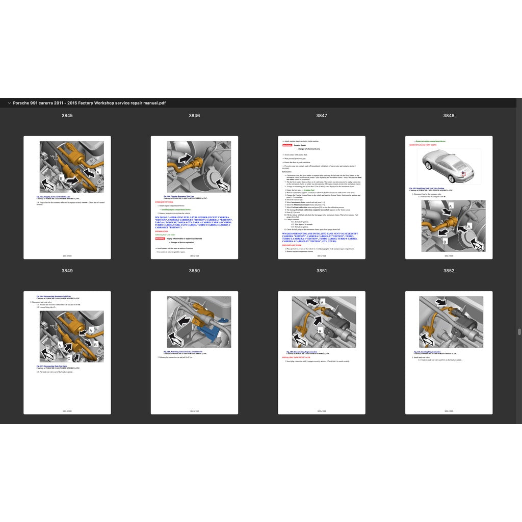 PORSCHE 911 991.1 (2011-2016) SERVICE WORKSHOP MANUAL + PARTS CATALOGUE