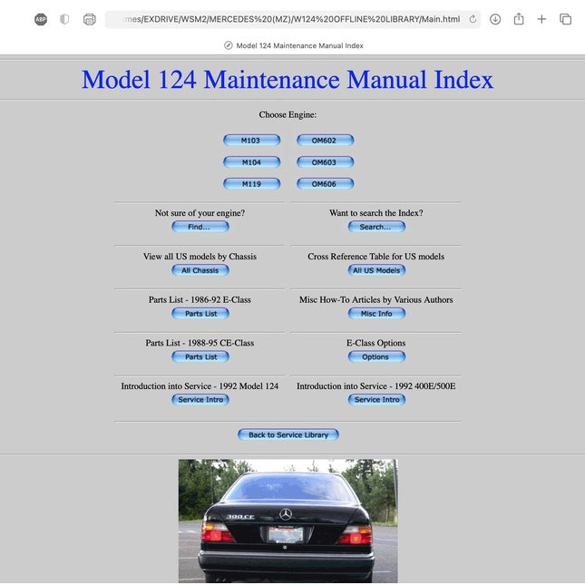 MERCEDES-BENZ W124 (1984-1995) SERVICE WORKSHOP MANUAL LIBRARY